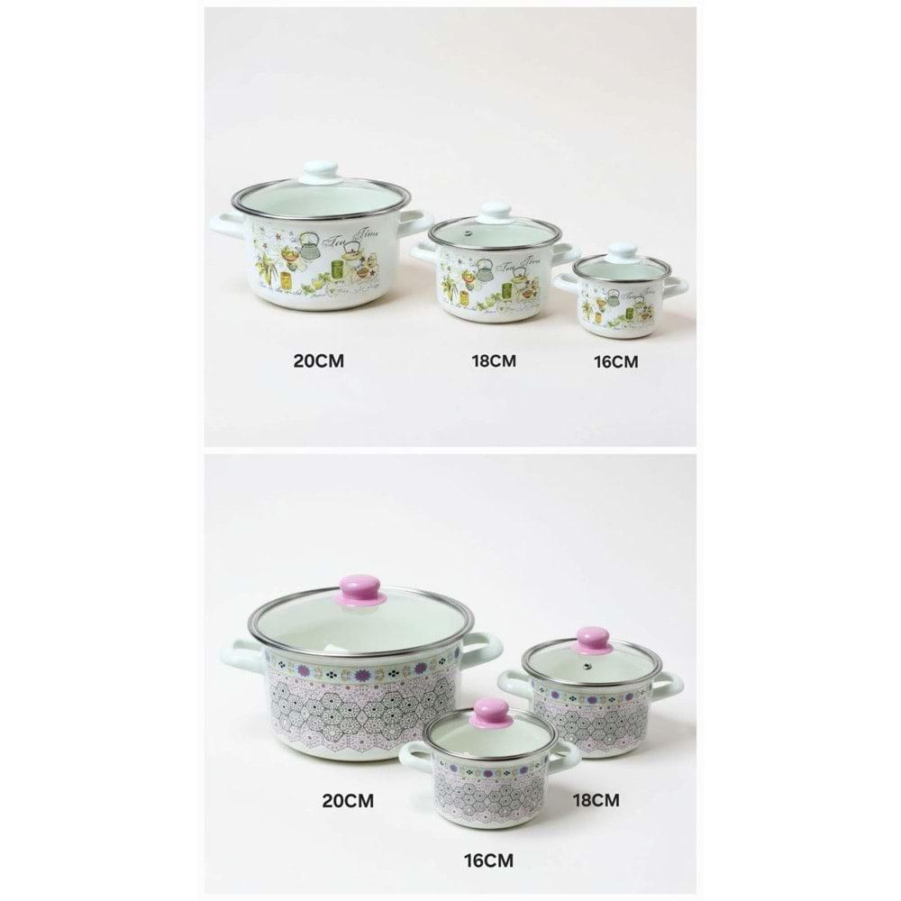 EMAYE GÜVEÇ DİK TENCERE 16*20 3 LÜ -ALEV