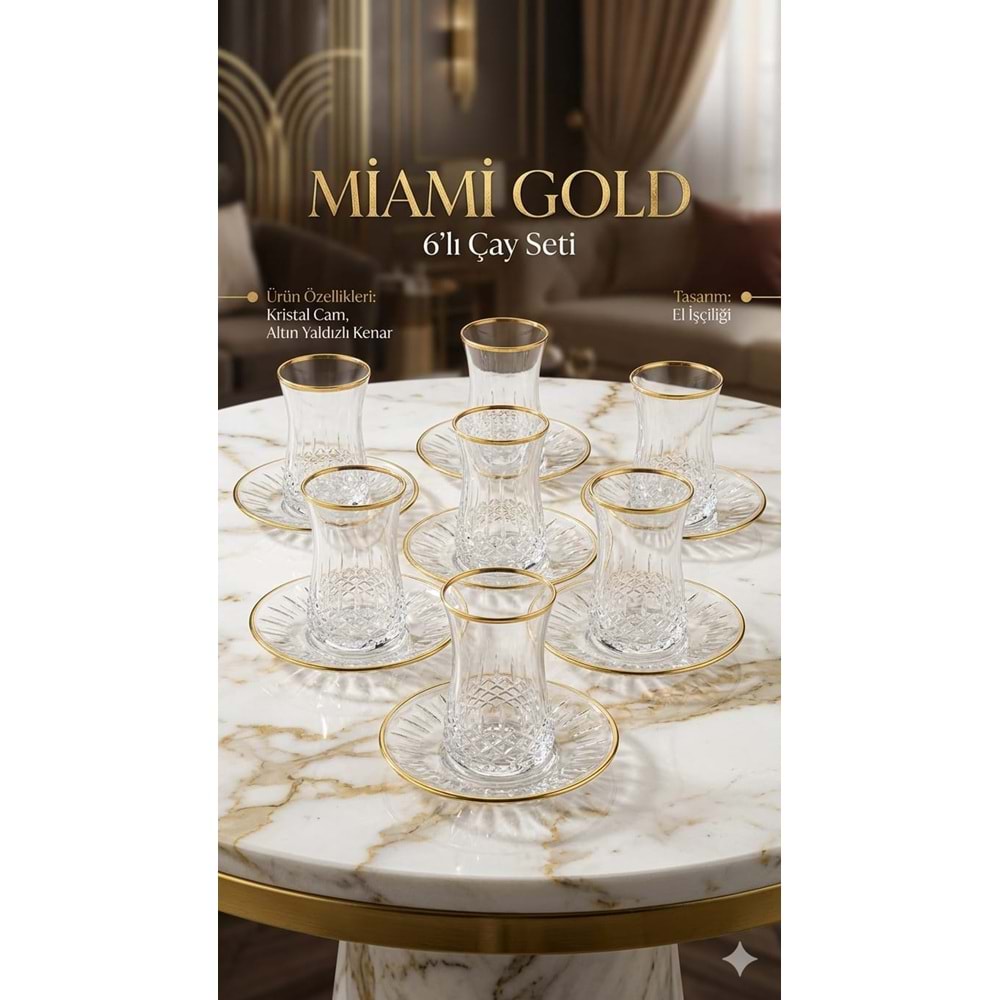 ÇAY SET 12 PRÇ MİAMİ GOLD -CANBA