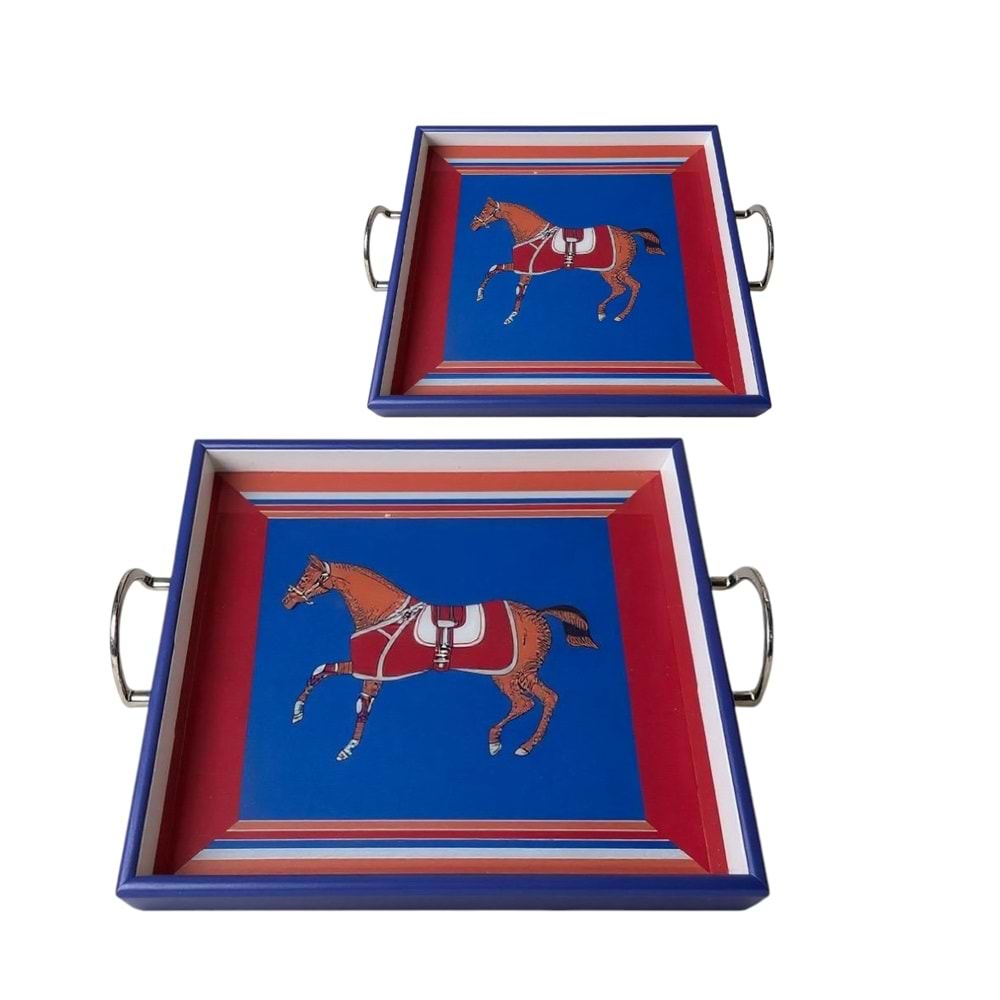 QKR474.MB -2Lİ TEPSİ ATLI QUENN MAVİ KARE -DVD