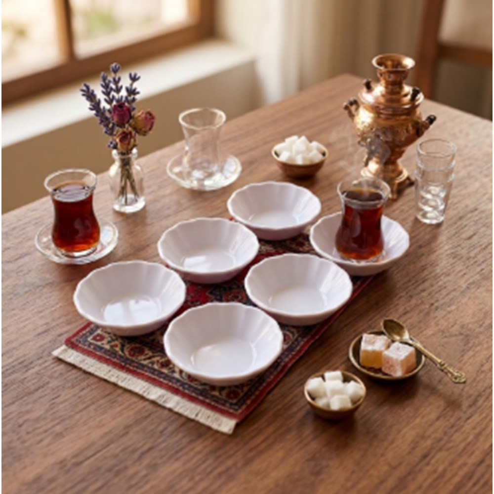 ML104.W-MELAMİN KAHVECİ 6 LI ÇAY TB. BEYAZ -TRİA