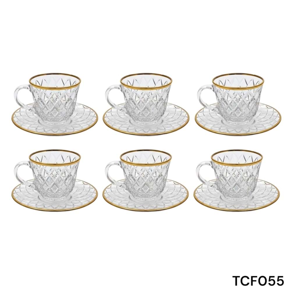 LÜSTER TCF.055 -CAM ÇAY SETİ - AĞIZ YALDIZLI