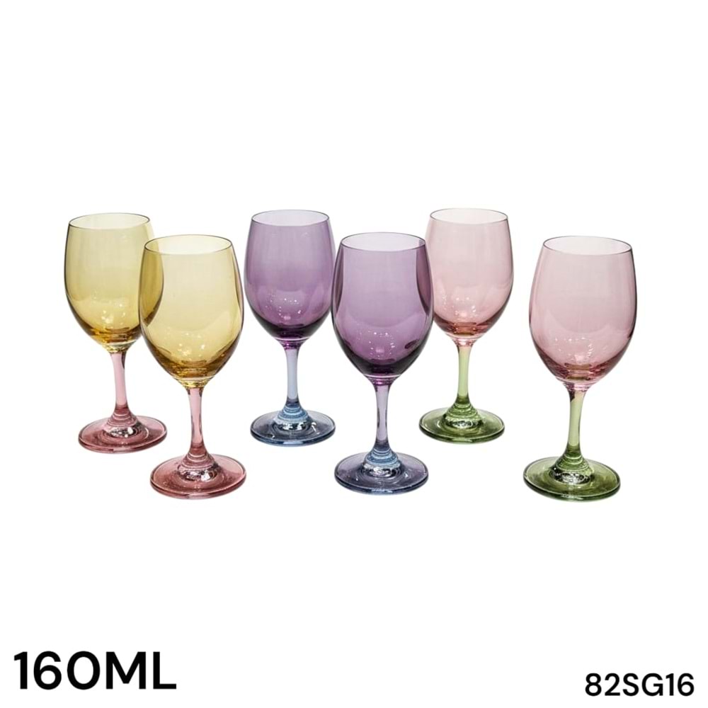 LÜSTER S82SG16 -CAM KADEH 6 LI 160ML -RENKLİ