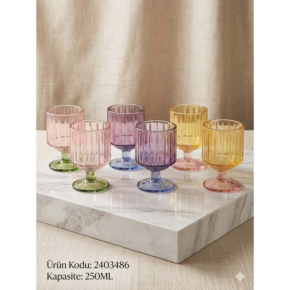 LÜSTER 2403486 CAM KADEH 6 LI -RENKLİ