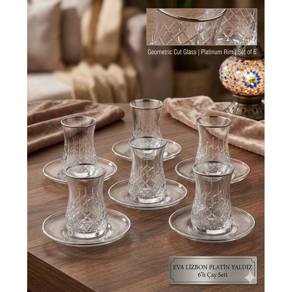 EVA ÇAY SETİ 12 PRÇ. LİZBON PLATİN -POLANT