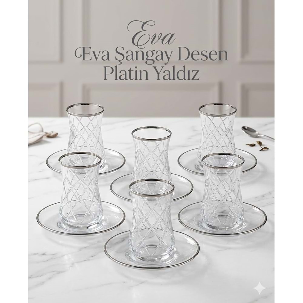 EVA ÇAY SETİ 12 PRÇ. ŞANGAY PLATİN -POLANT