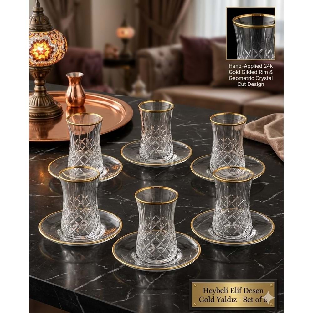 HEYBELİ ÇAY SETİ 12 PRÇ. ELİF GOLD -POLANT