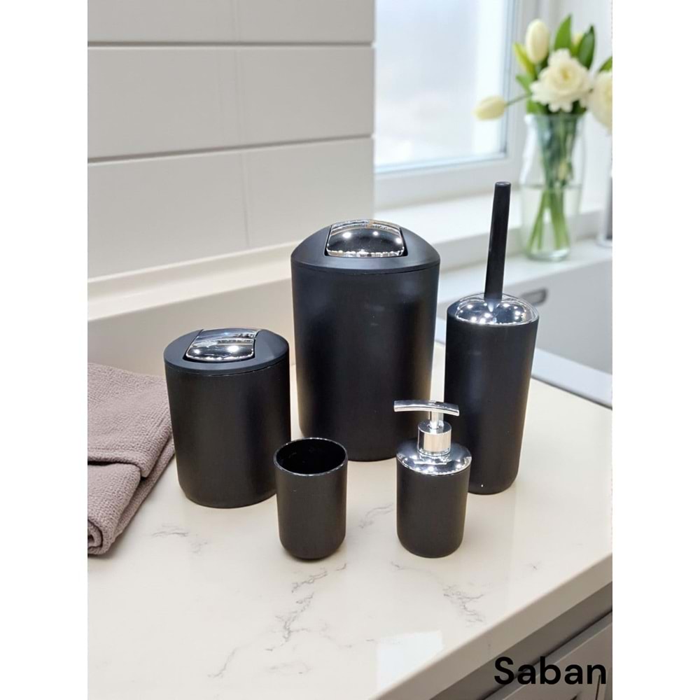 BANYO SETİ AKRİLİK SİYAH -SABAN