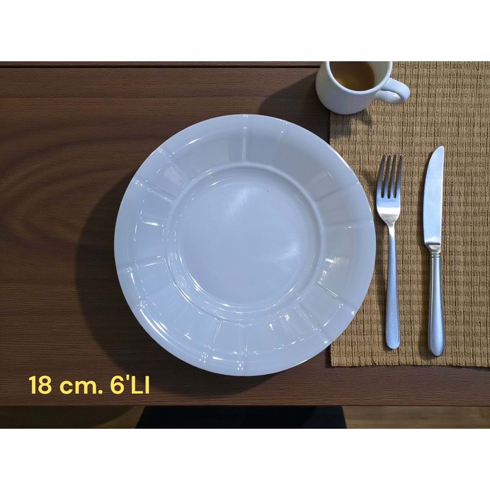 MELAMİN YEMEK TABAK OLUKLU 18CM PORMEL -TRİA