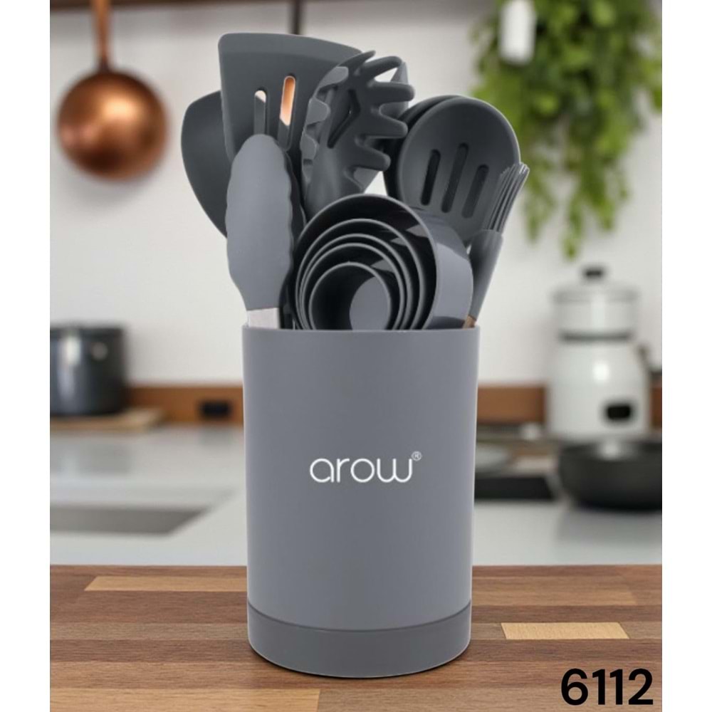 6112-SERVİS SET SİLİKON 11 PRÇ.GRİ -AROW