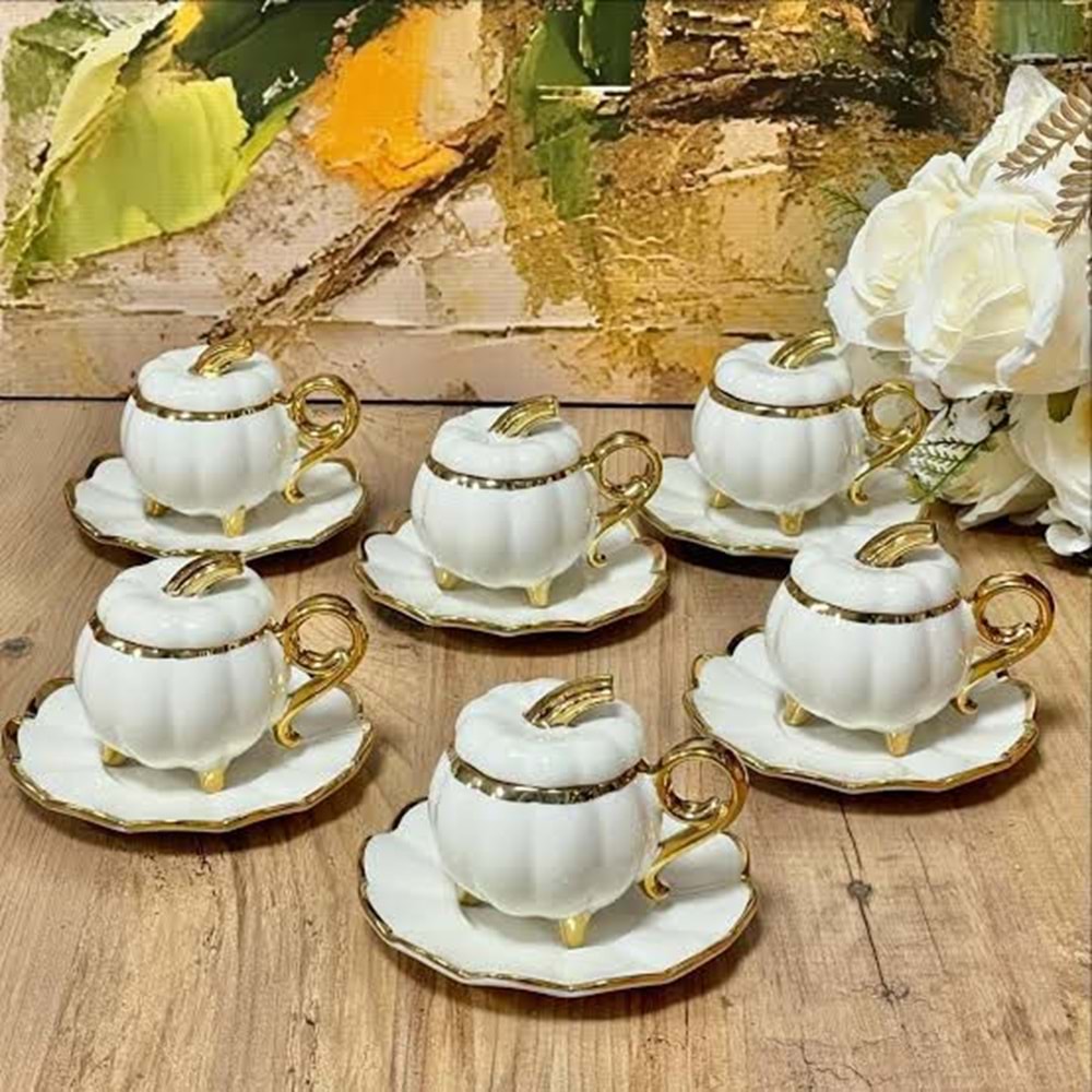 1182.BY-KAHVE FİNCANI BALKABAĞI BEYAZ -AROW