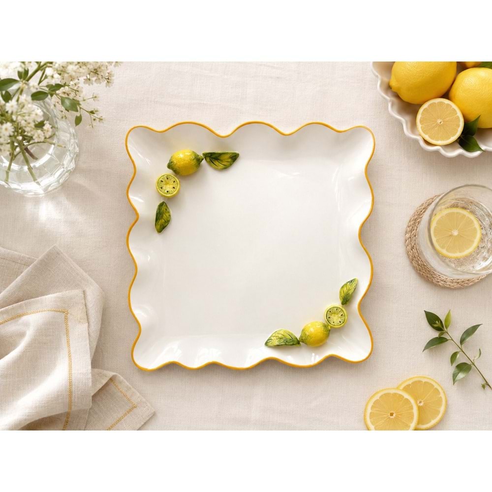 6823-LİMON SUNUM TABAK KARE 27CM -AROW
