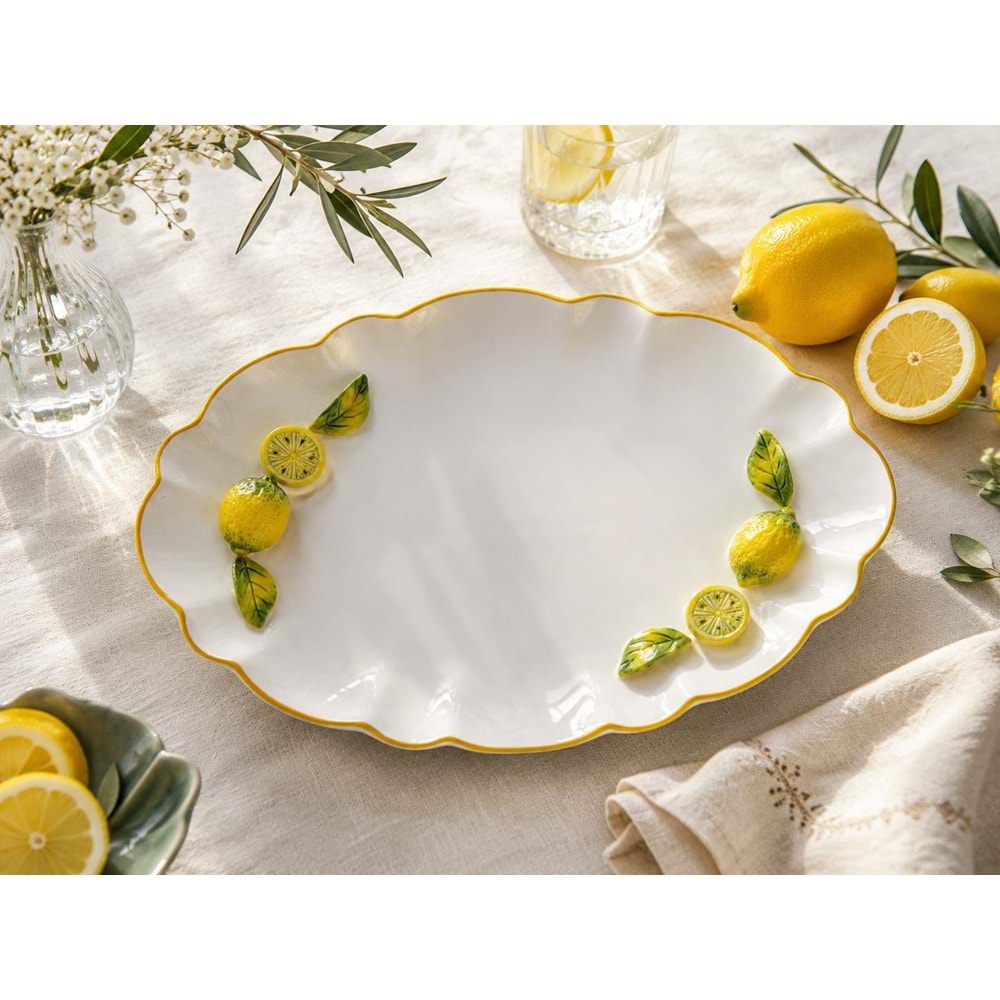 6826-LİMON SUNUM TABAK OVAL 38*23 -AROW