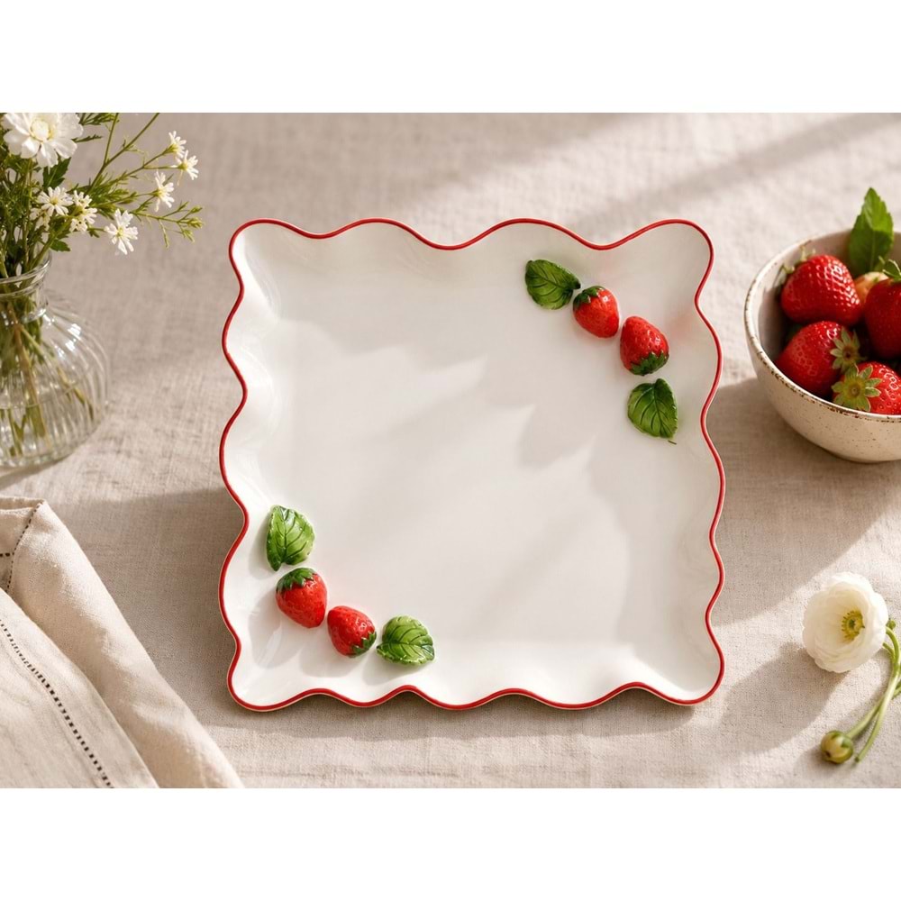 6830-ÇİLEK SUNUM TABAK KARE 27CM -AROW