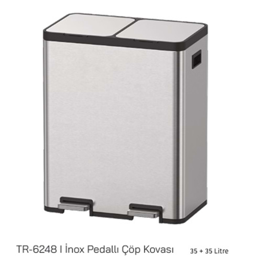 6248- PEDALLI ÇÖP İNOX 35+35 LT -AROW