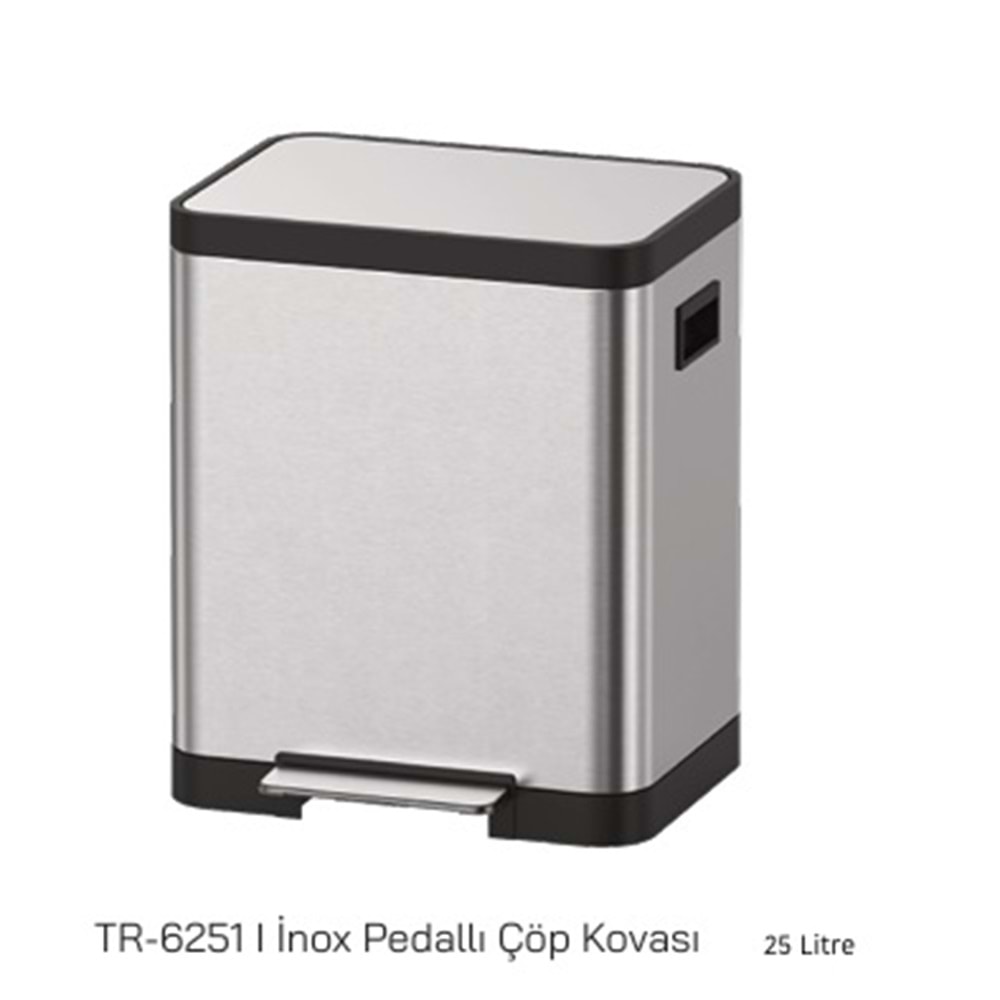 6251- PEDALLI ÇÖP İNOX 25 LT -AROW