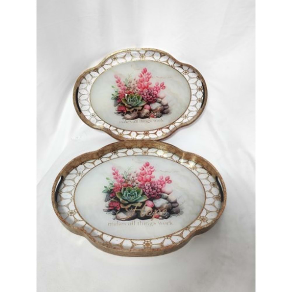 6784 -TEPSİ AKRİLİK 2Lİ FIRFIR OVAL-AROW