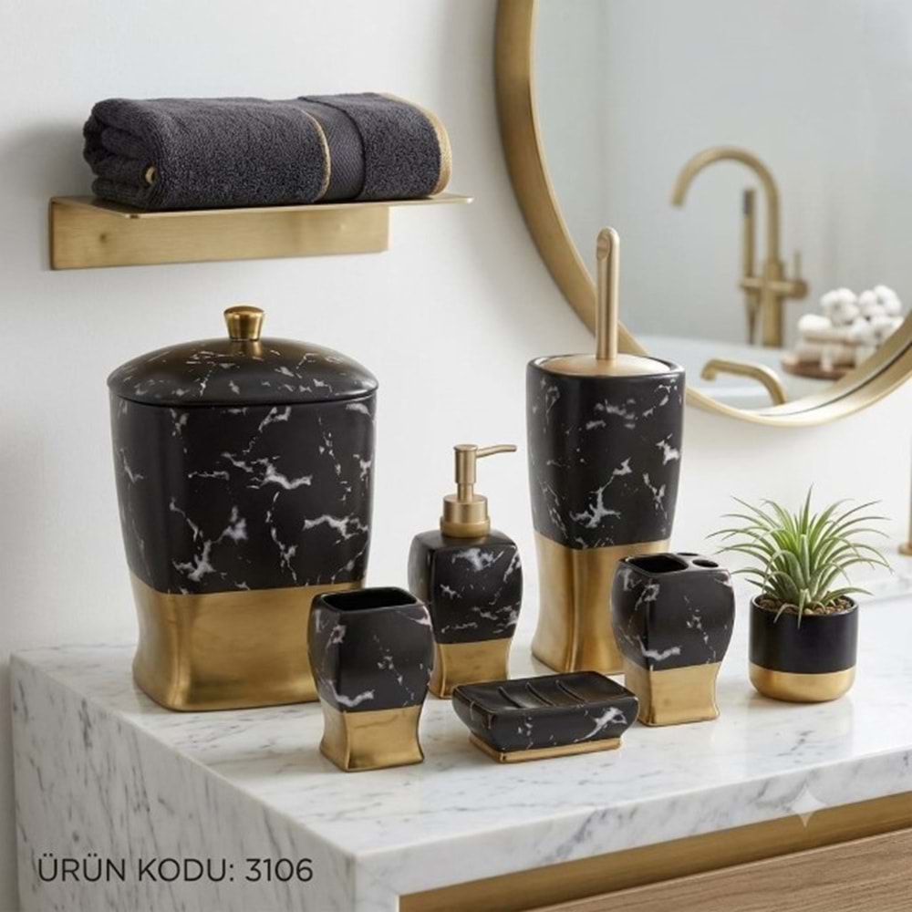 3106-BANYO SETİ PORS.KARE SYH/GOLD-AYMET