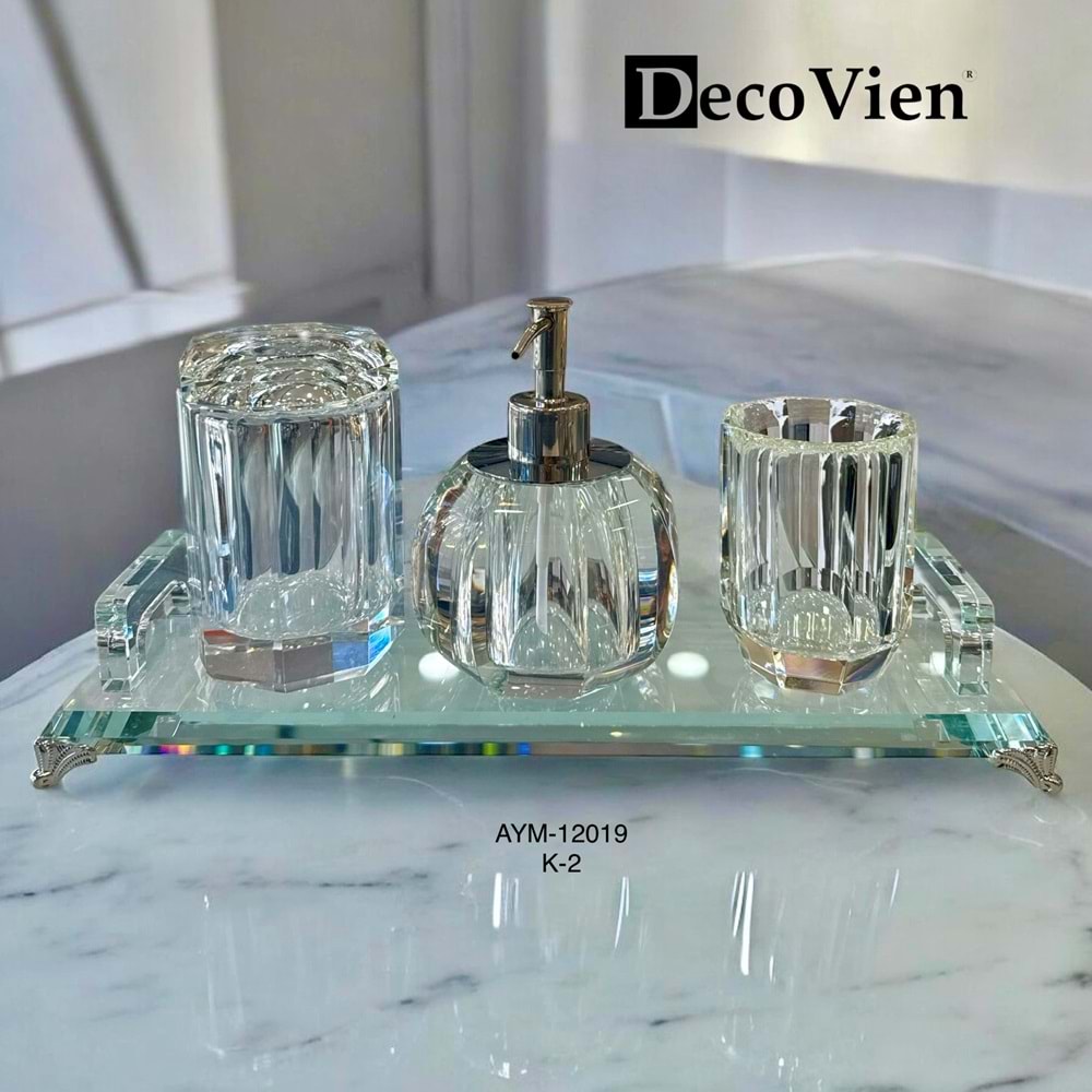 12019 -BANYO SETİ KRİSTAL ŞEFFAF -AYMET