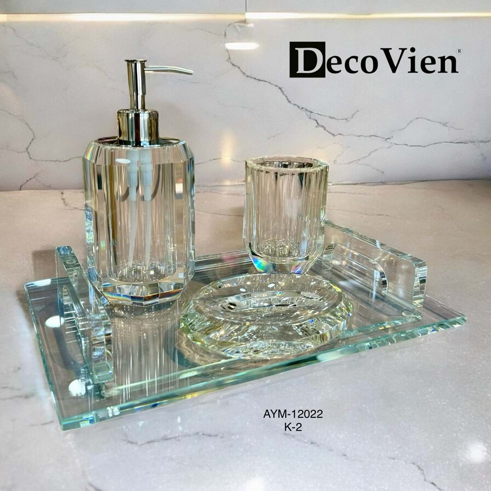 12022 -BANYO SETİ KRİSTAL ŞEFFAF -AYMET