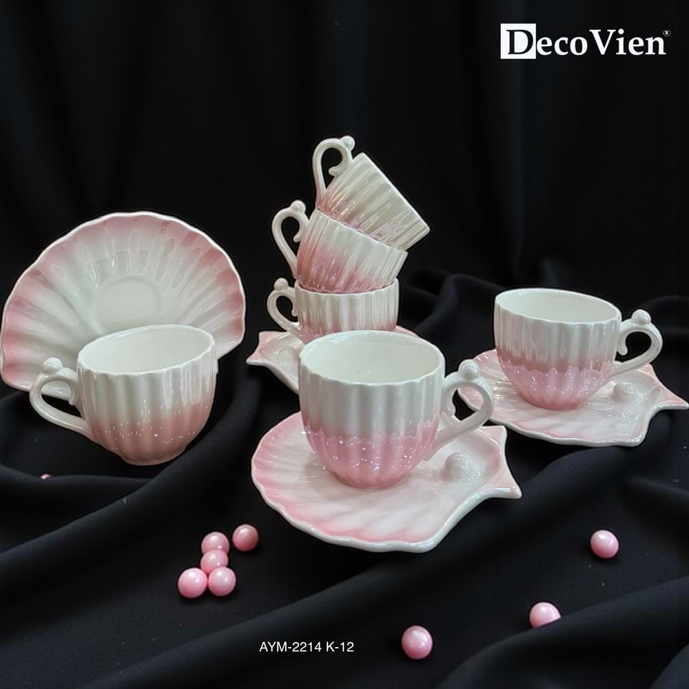 2214 -KAHVE FİNCANI PORS. İNCİLİ PEMBE -AYMET