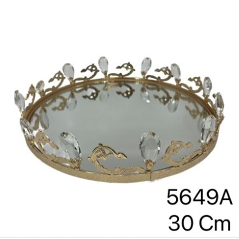 5649.A -TEPSİ TAŞLI AYNALI GOLD -AYMET