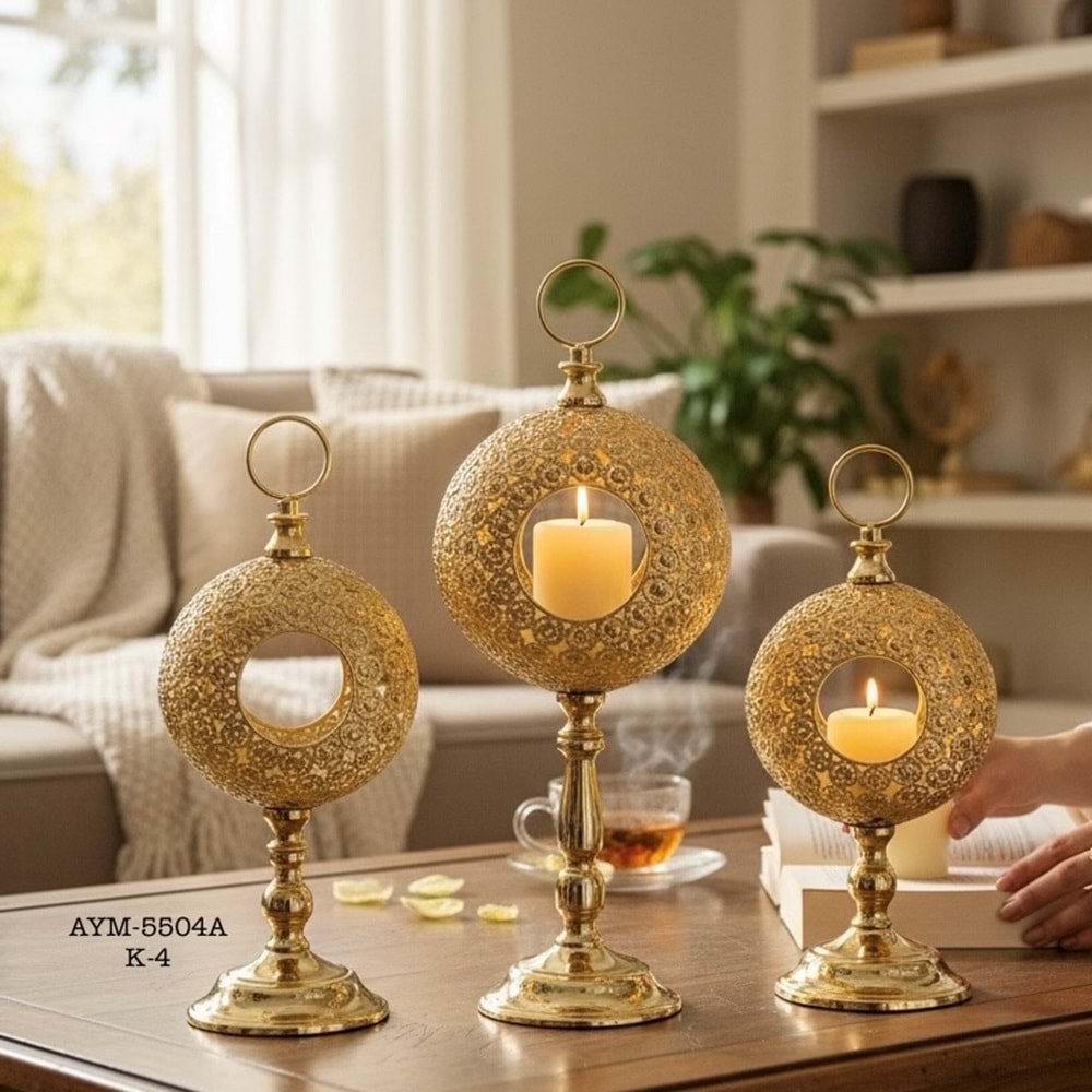 5504A -DEKOR ŞAMDAN 3LÜ GOLD-AYMET
