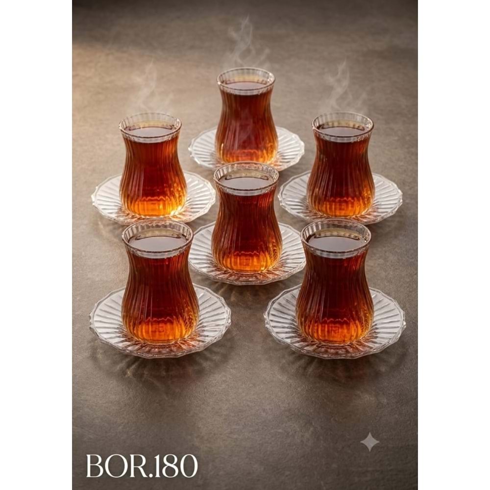 BOR.180 -CAM ÇAY SETİ 12 PARÇA -BALSA