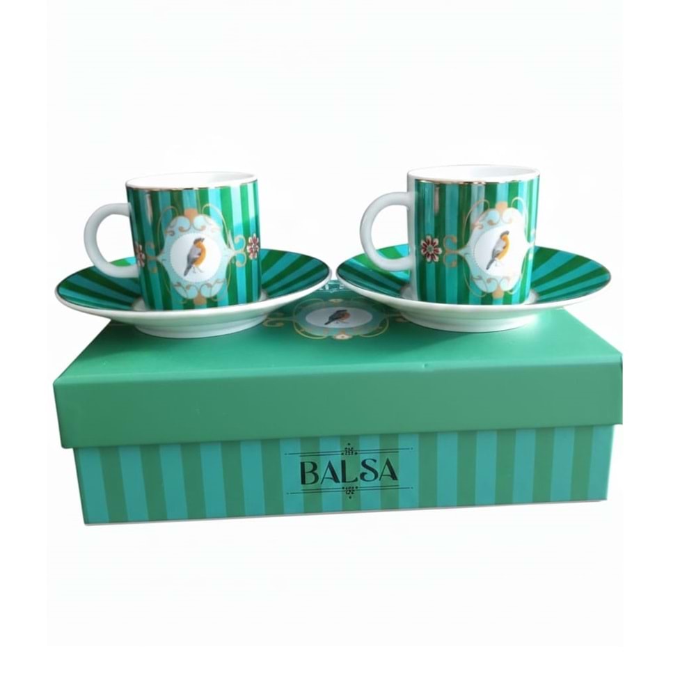 1026 -KAHVE FİNCANI 2Lİ YŞL.KUŞ -BALSA