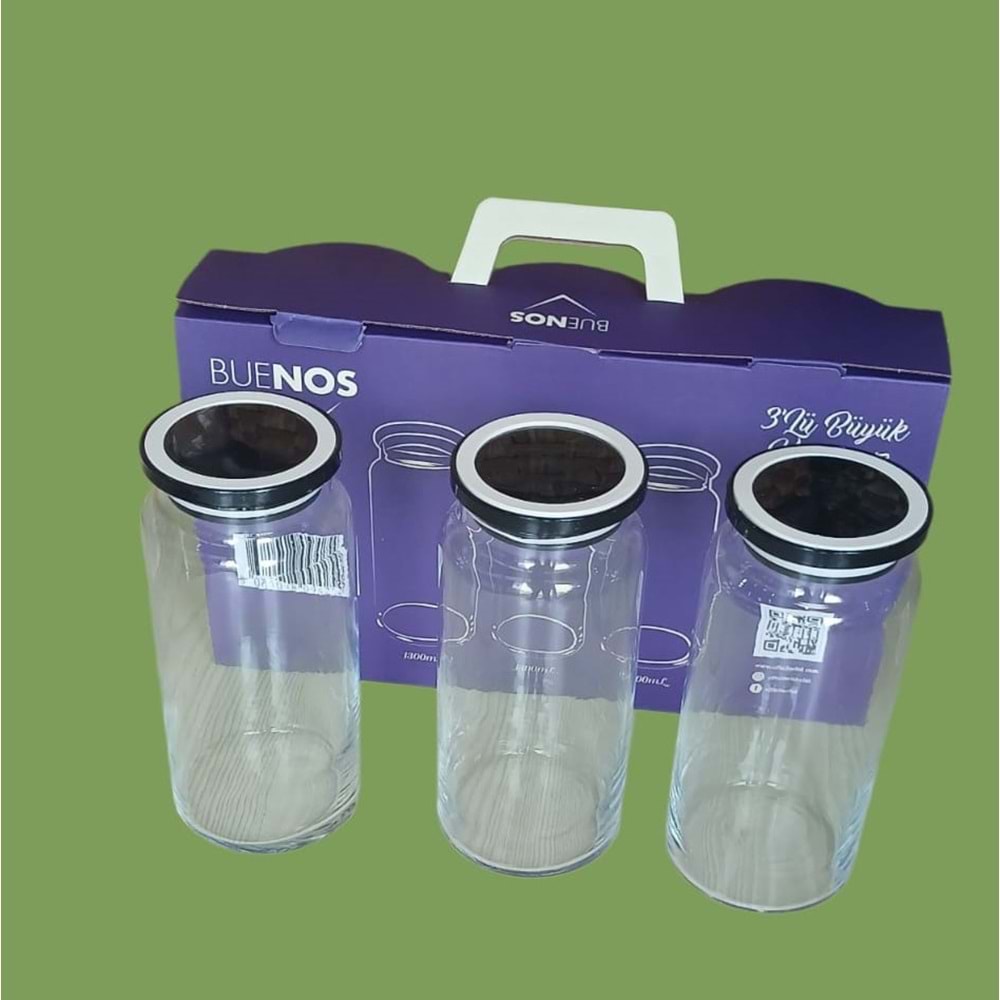 2028-CAM KAVANOZ 3LÜ BYK. 1300ML -ÇİFTÇİ