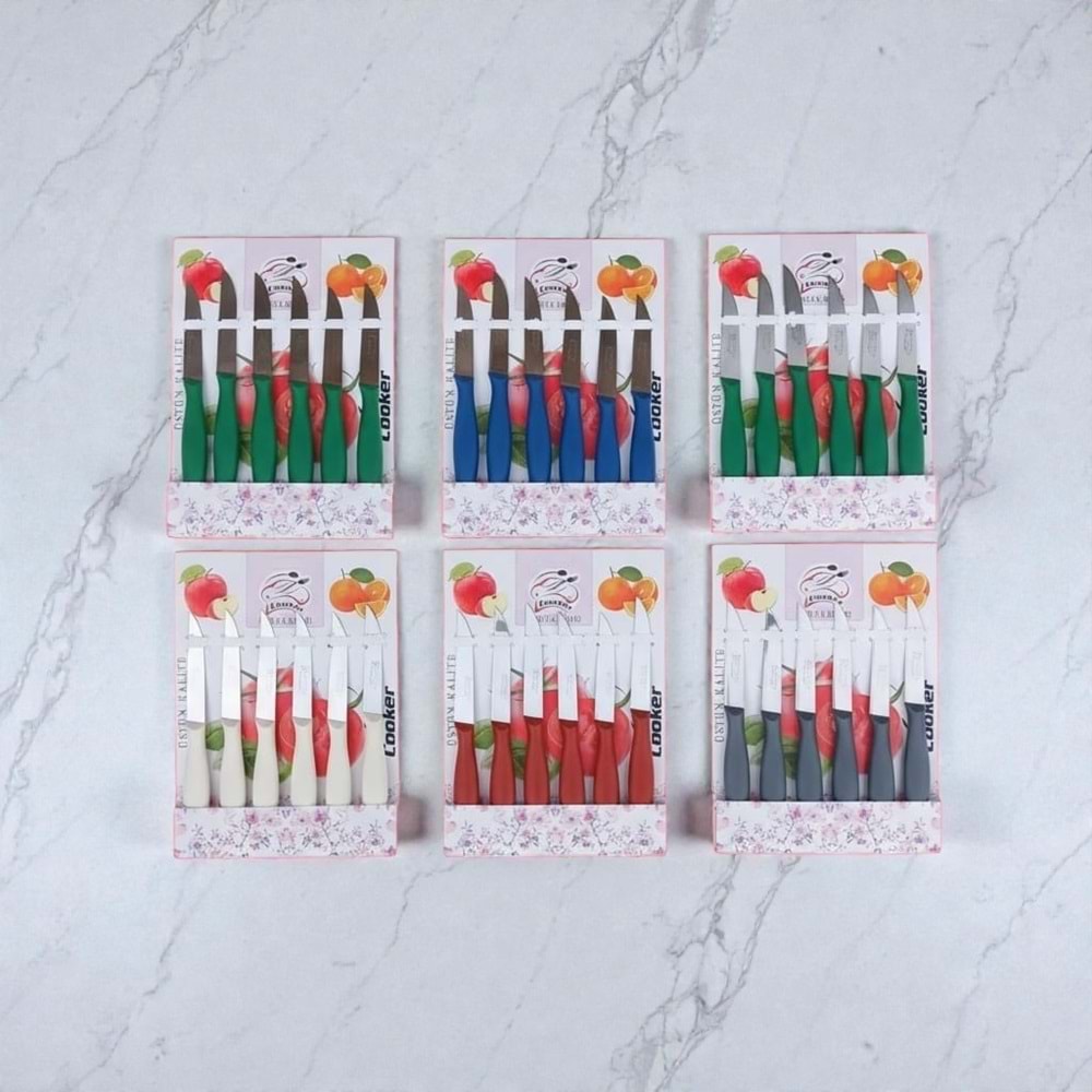 3548 -MEYVE BIÇAK LÜX 6LI RENKLİ -COKER