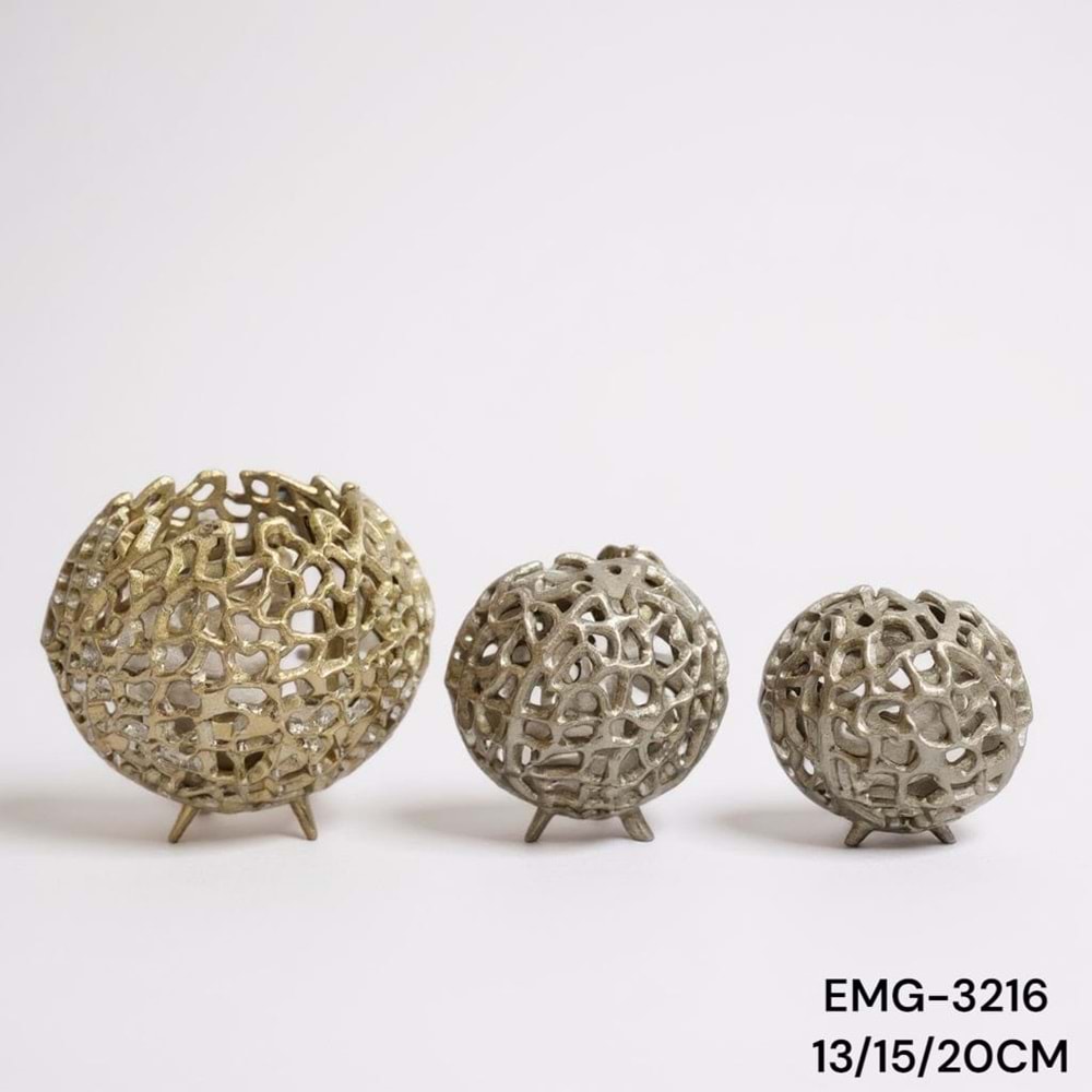 EMG.3216.A -DEKOR OBJE MUMLUK 3LÜ GOLD -EMG