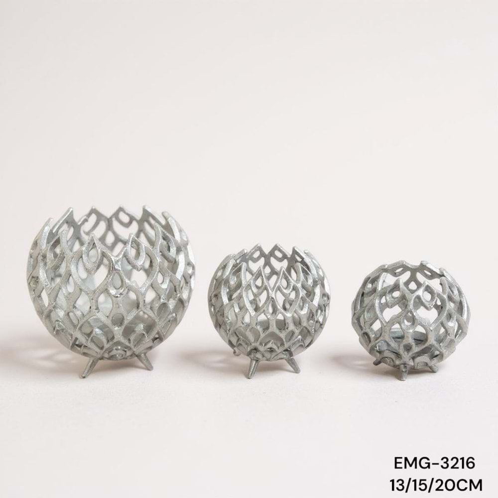 EMG.3216.G -DEKOR OBJE MUMLUK 3LÜ GMŞ -EMG