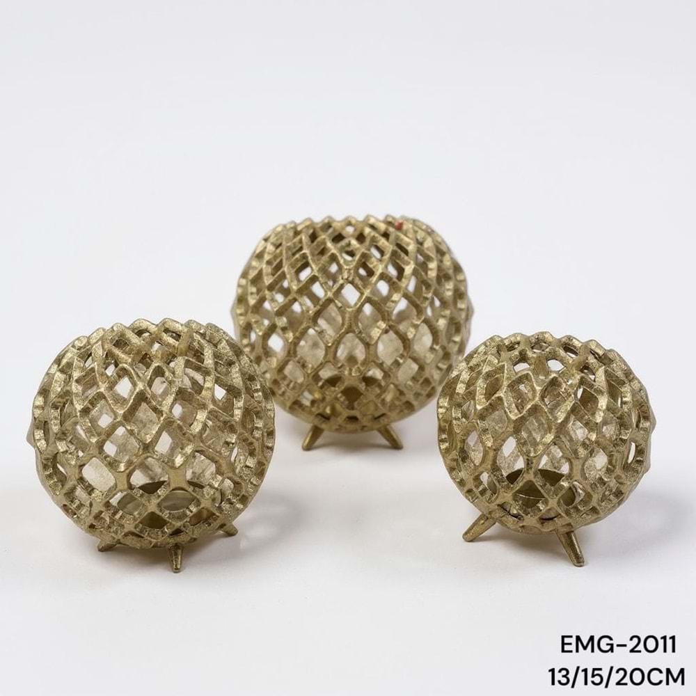 EMG.2011.A -DEKOR OBJE MUMLUK 3LÜ GOLD -EMG