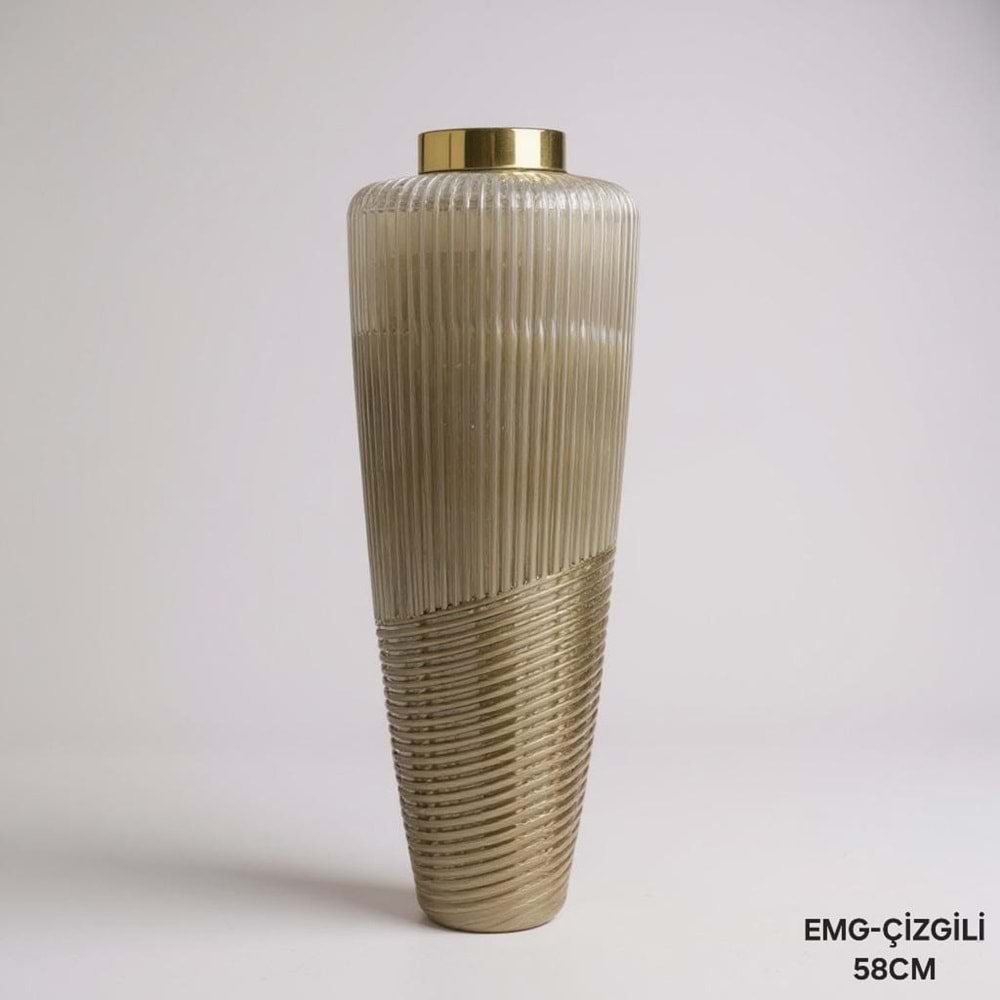 ÇİZGİ.KH -CAM VAZO ÇİZGİLİ BYK KAHVE -EMG