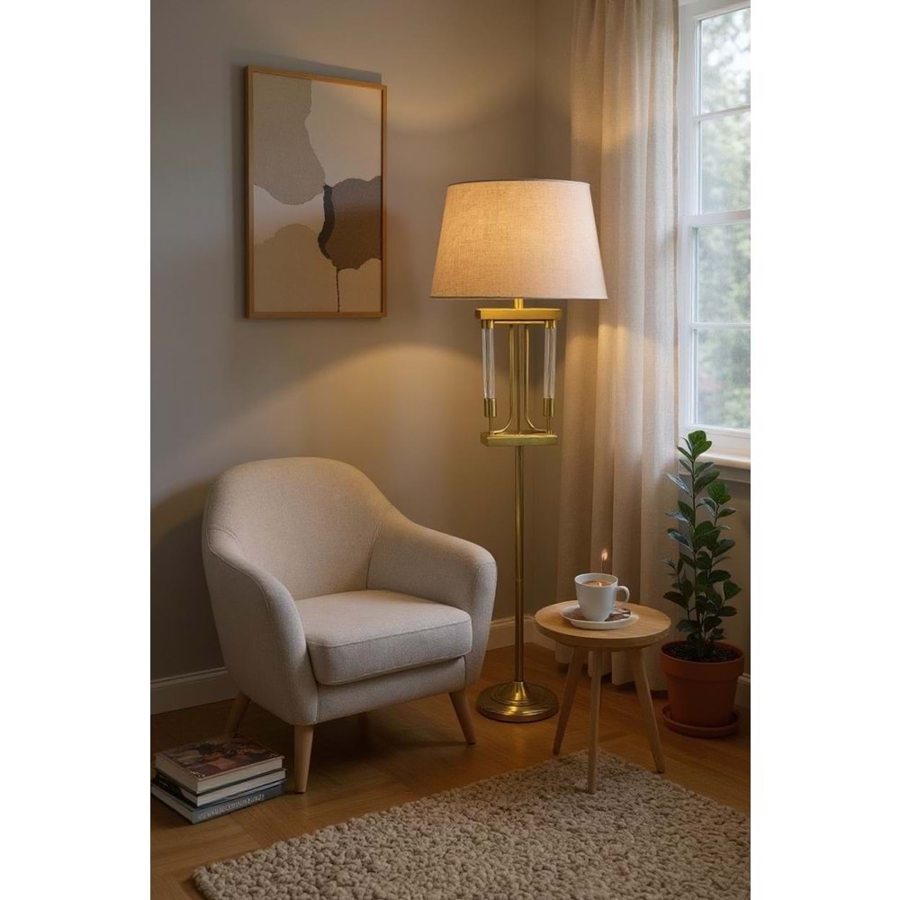 3054.A-ABAJUR KRİSTL.TAŞLI GOLD -FURKAN