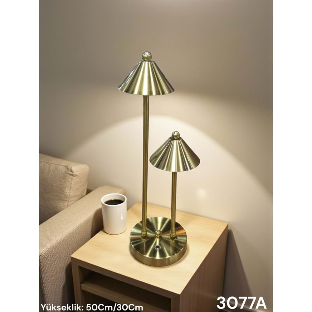 3077.A-MASA LAMBASI LÜX ŞARZLI GOLD -FURKAN