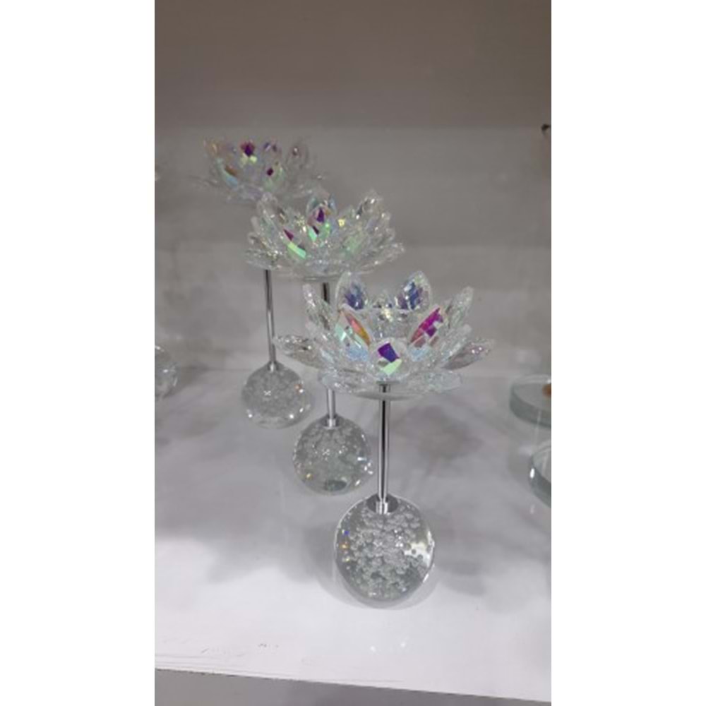 3115.B -KRİSTAL AYAKLI MUMLUK 3 LÜ GMŞ. -FURKAN