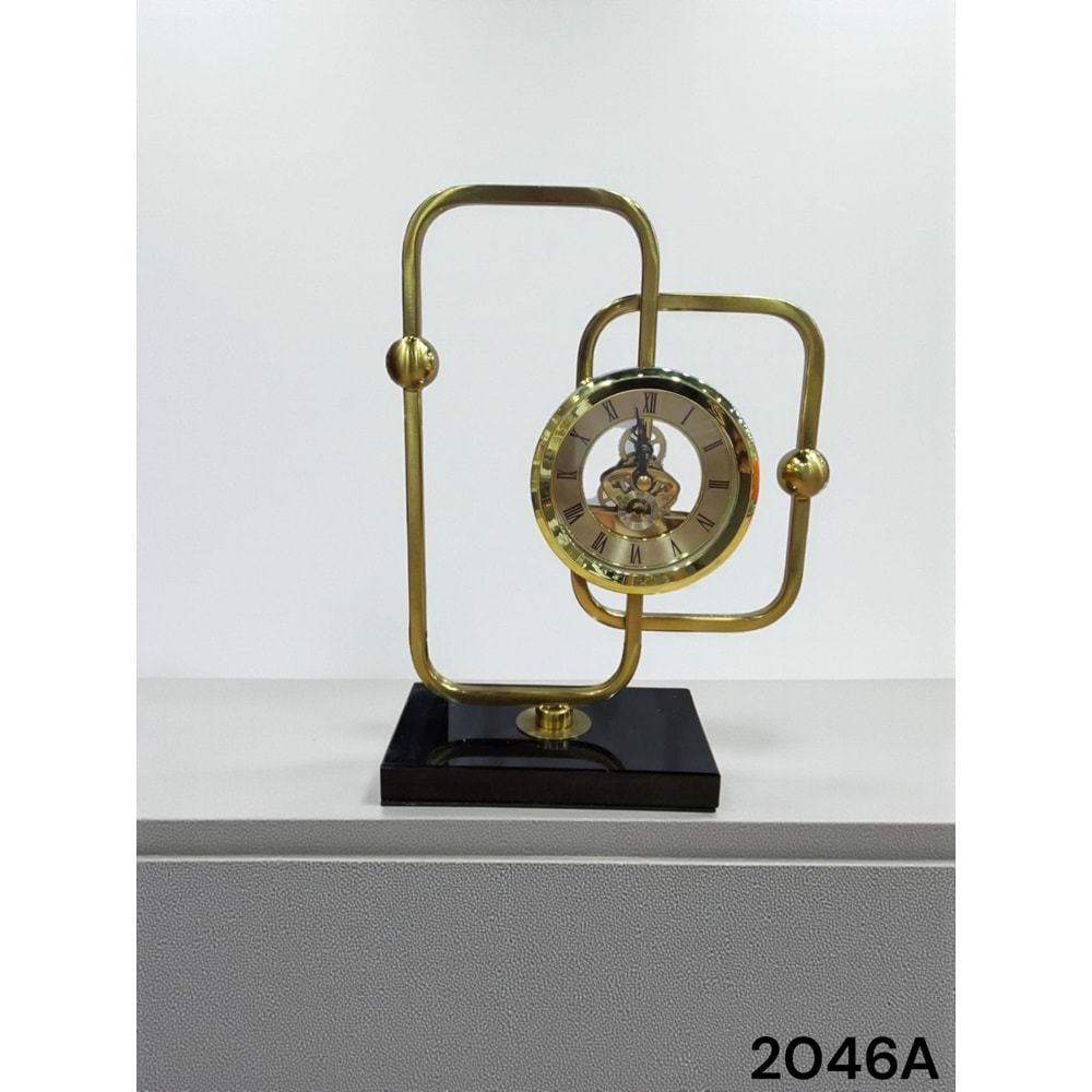 2046.A-MASA SAATİ METAL KAİDELİ GOLD -FURKAN