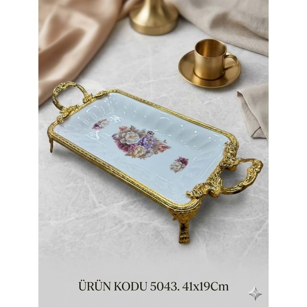 5043-SUNUM TABAK PORS.DESEN DİKT.GOLD -FURKAN