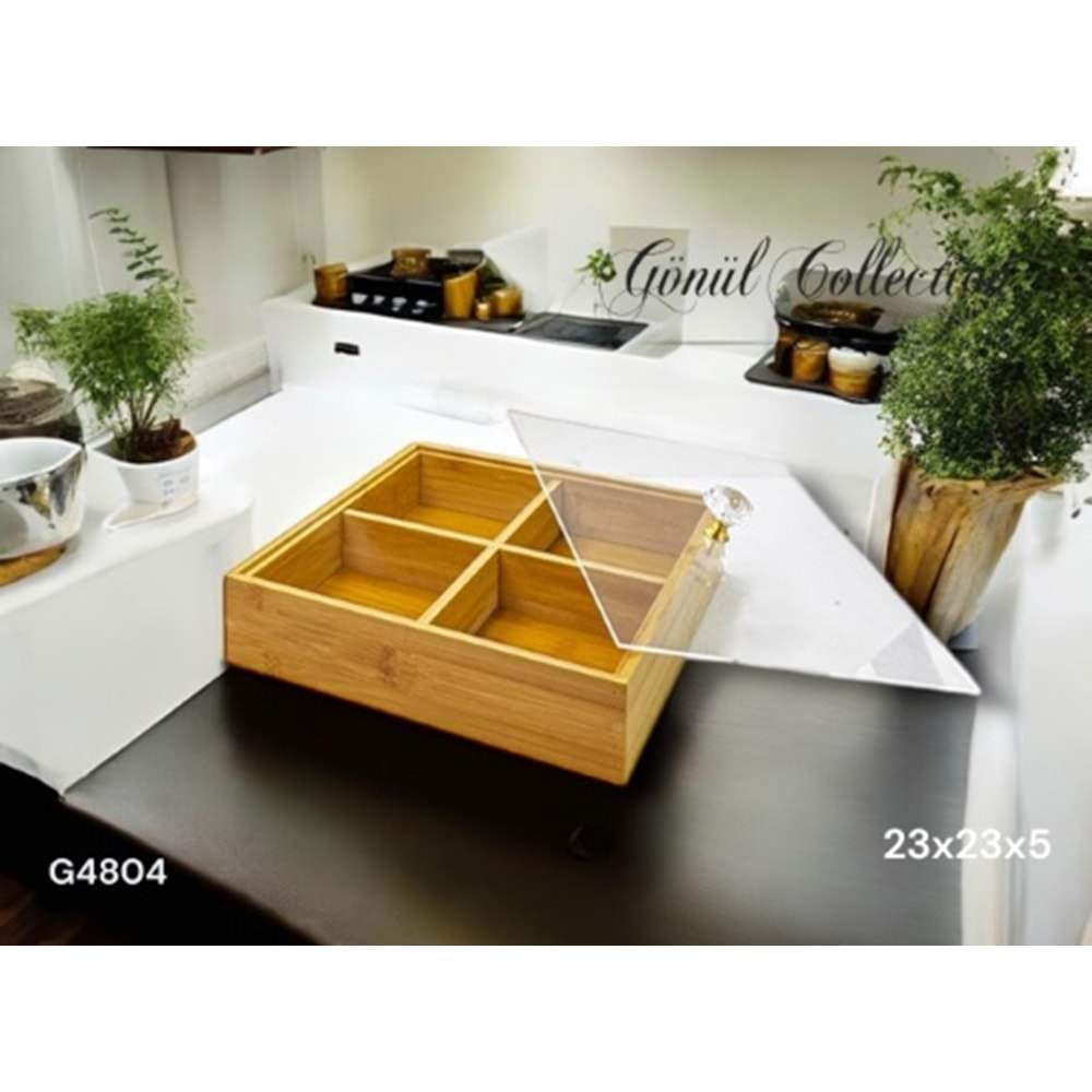 4804-BAMBU KAHVALTILIK KARE 4 BÖLMELİ -GÖNÜL