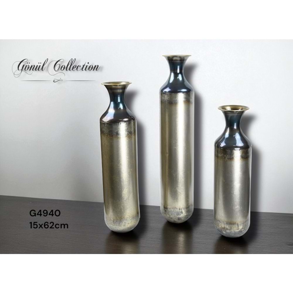 4940-DEKOR VAZO METAL ORTA 62CM -GÖNÜL