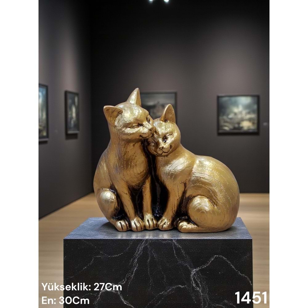 1451.AL -BİBLO KEDİ İKİLİ GOLD -İNCİ