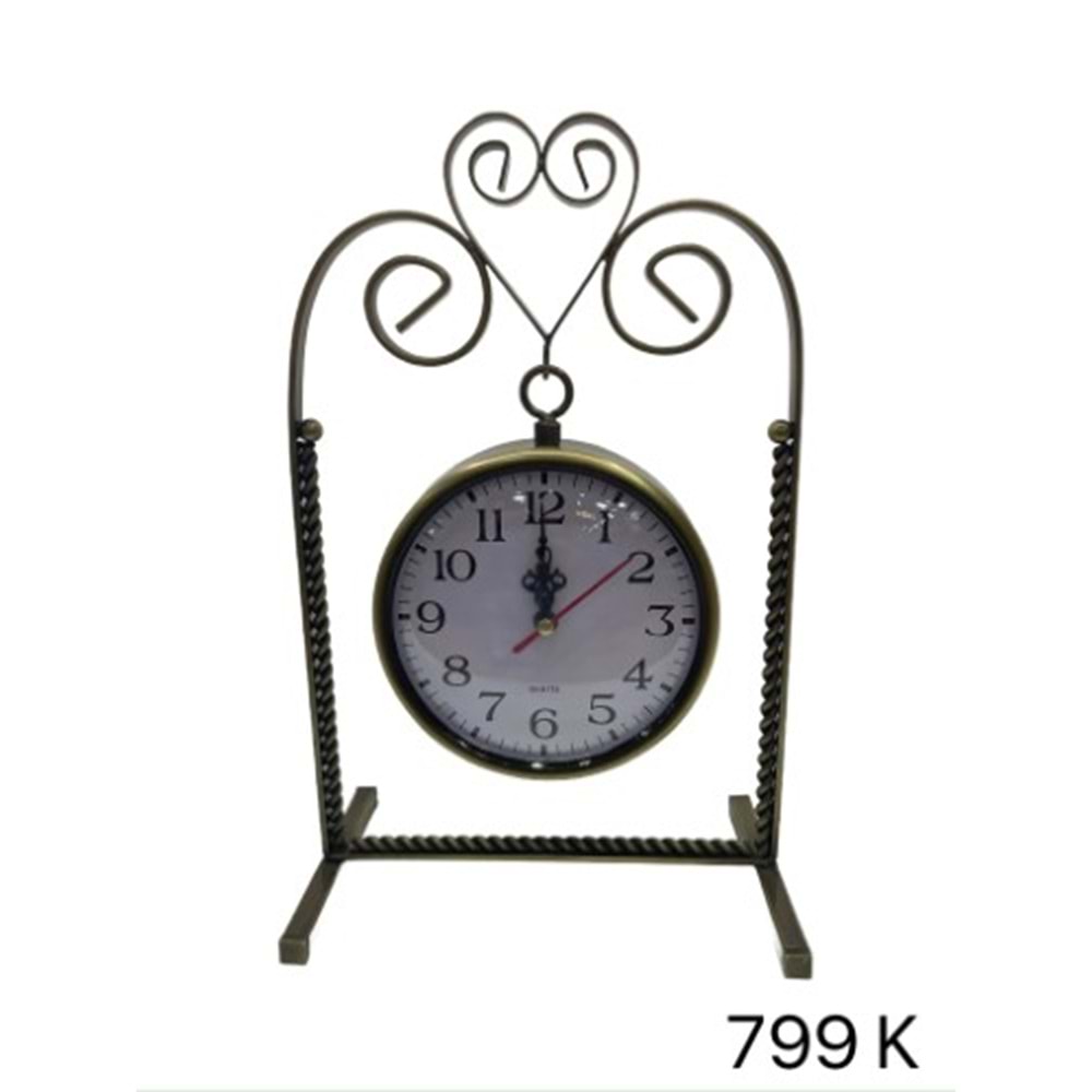 799-MASA SAATİ METAL GOLD TAHT -İNCİ