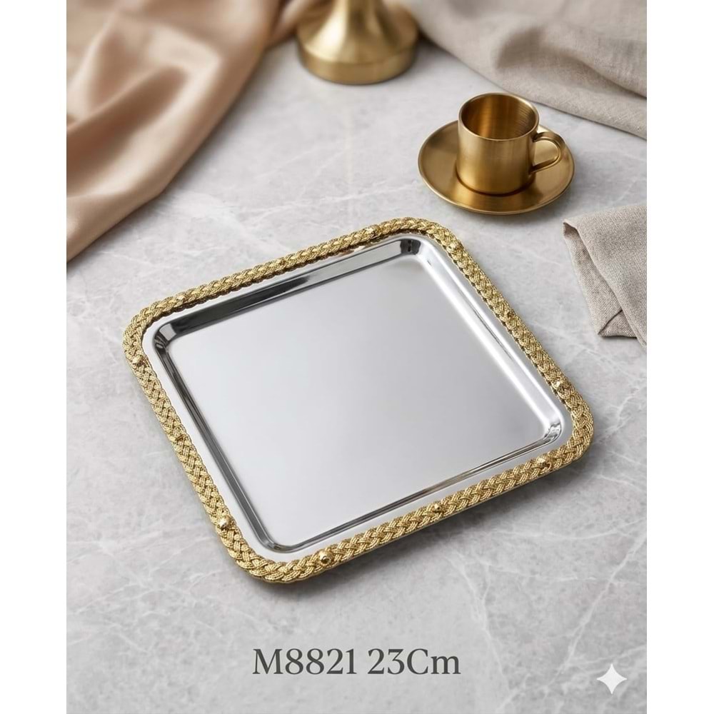 M8821 -SUNUM KARE GMŞ.(GOLD) HASIR -MANOR