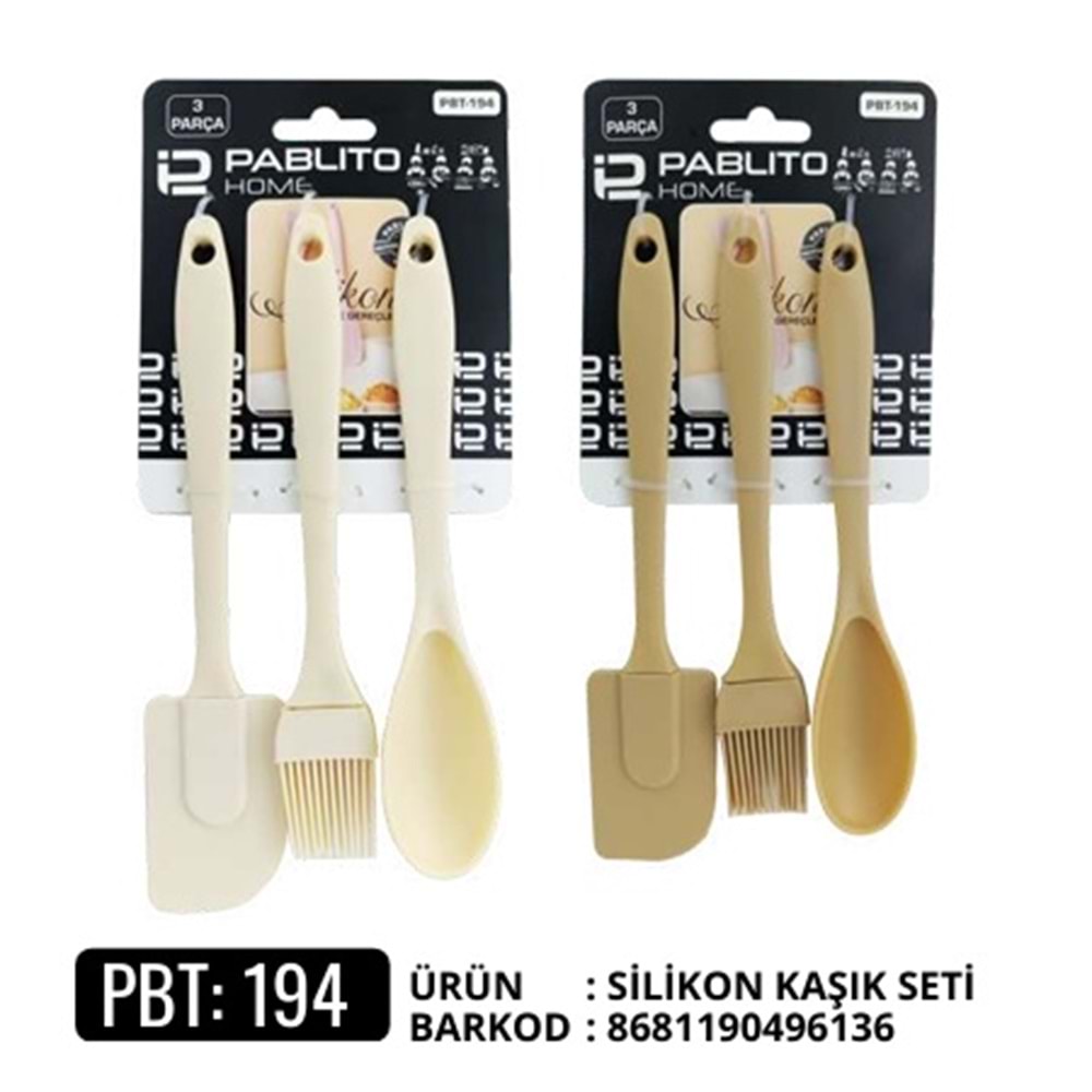 PBT.194-SİLİKON 3 LÜ KAŞIK SET -PABLİTO