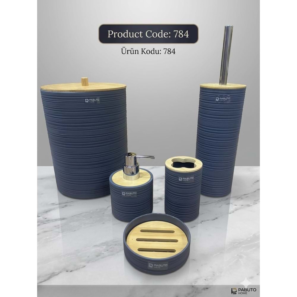 PBT.784.GR -BANYO SETİ ÇİZGİLİ GRİ -PABLİTO
