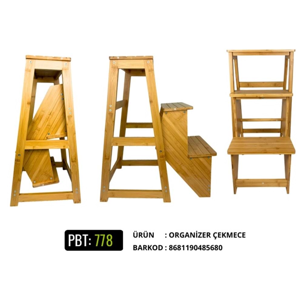 PBT.778-BAMBU KATLANIR MERDİVEN 3KATLI -PABLİTO
