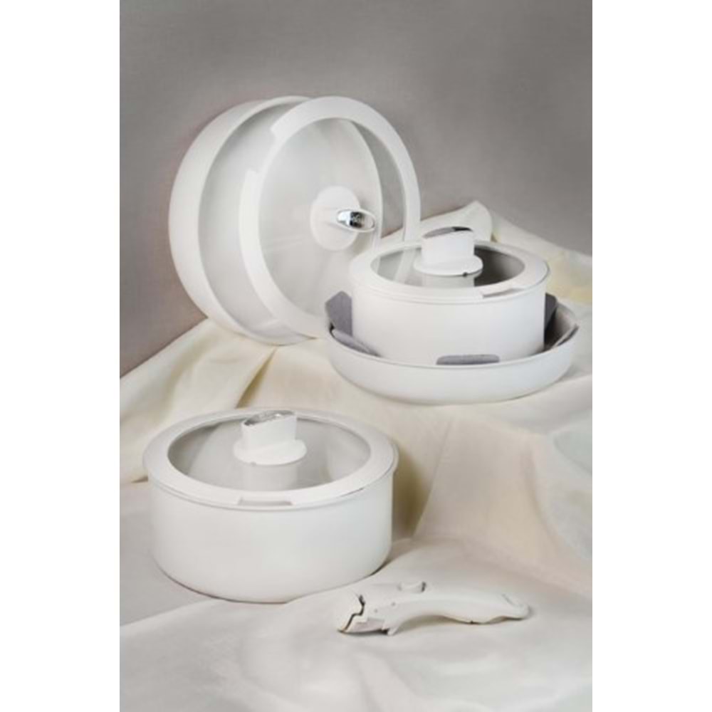 TENCERE SET 8 PRÇ. GRANİT BEYAZ BELARİVA -PAÇİ