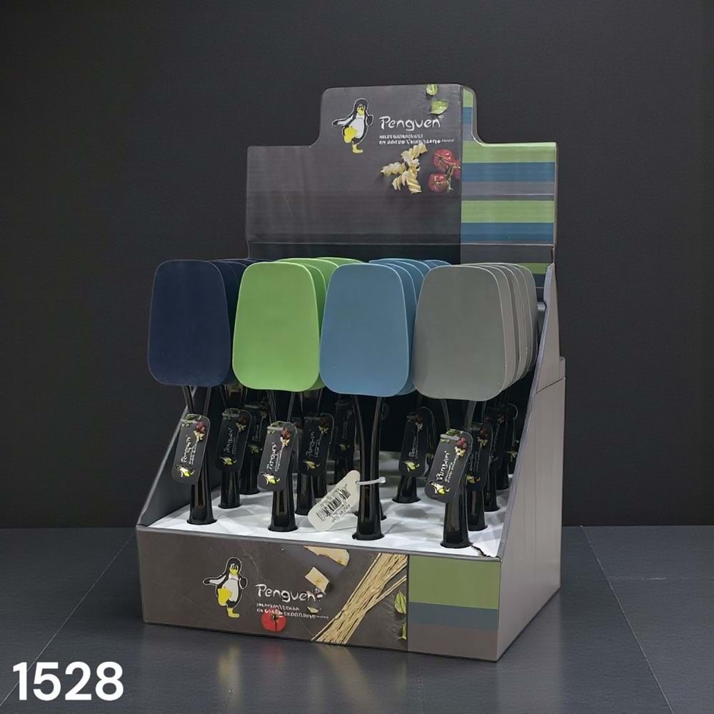 1528 -SİLİKON KAŞIK SİYAH AKRİLİK -PENGUEN