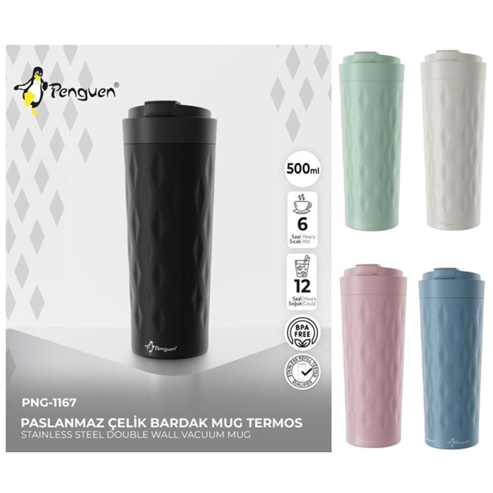 1167-TERMOS KAHVE KUPA 500ML -PENGUEN